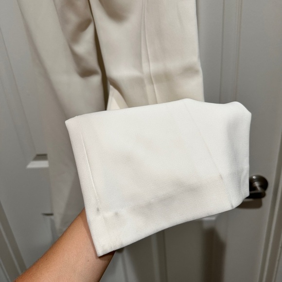 Theory Women Deep Pleat Crepe Cream Trouser Pants - Picture 10 of 12